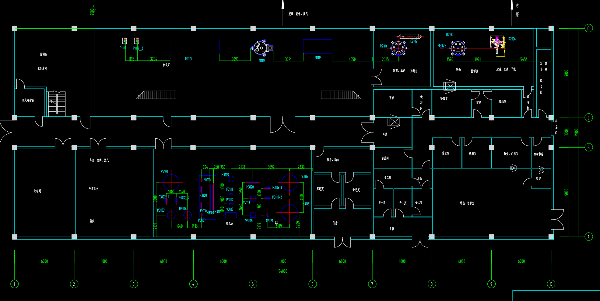 化学原料药制药工艺设备平面布置图
