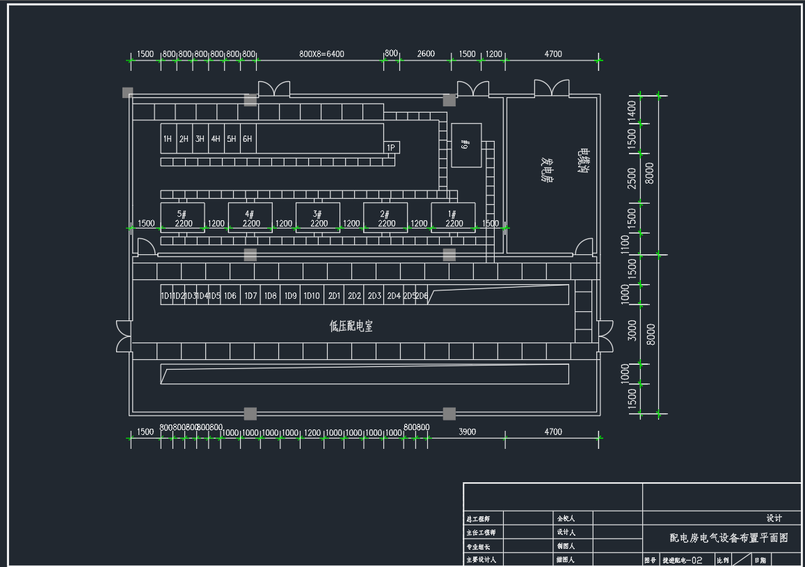 2X1600KVA变压器配电系统图 CAD图纸