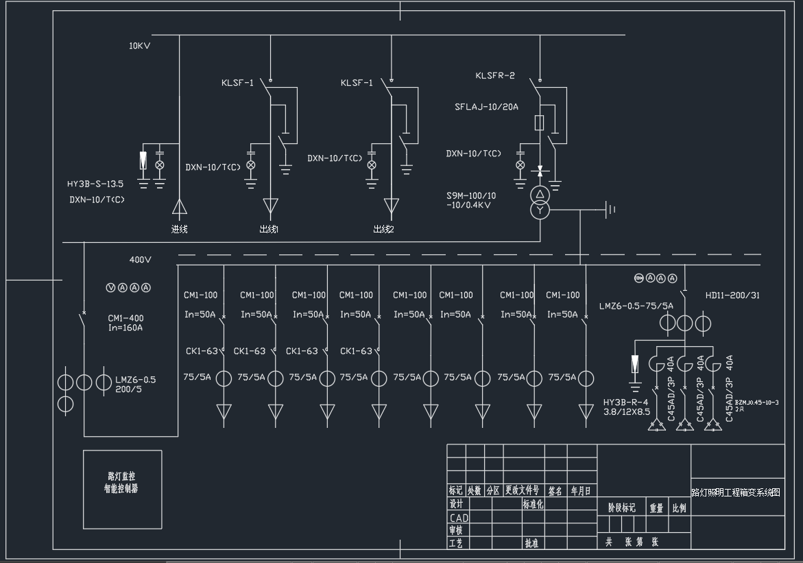 100KVA路灯监控箱变系统图
