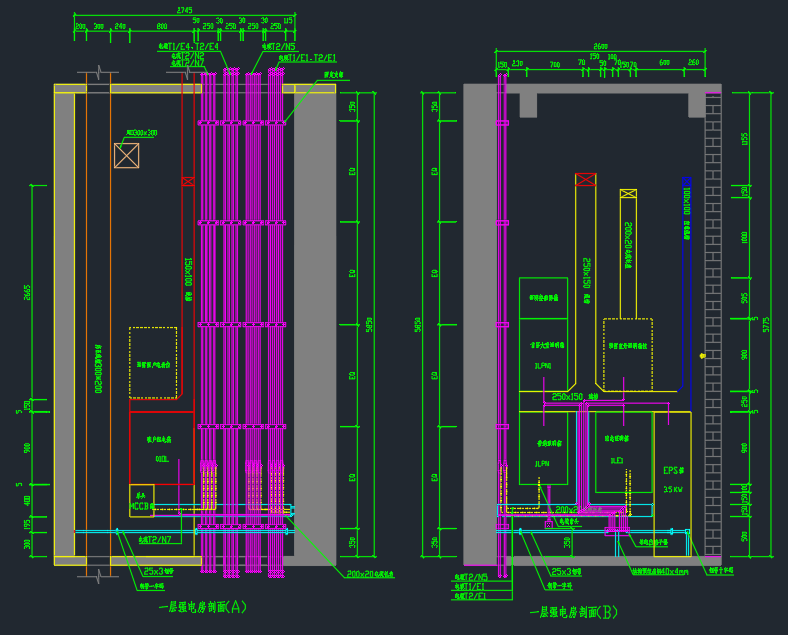 超高层建筑配电房电气施工图纸 CAD图纸