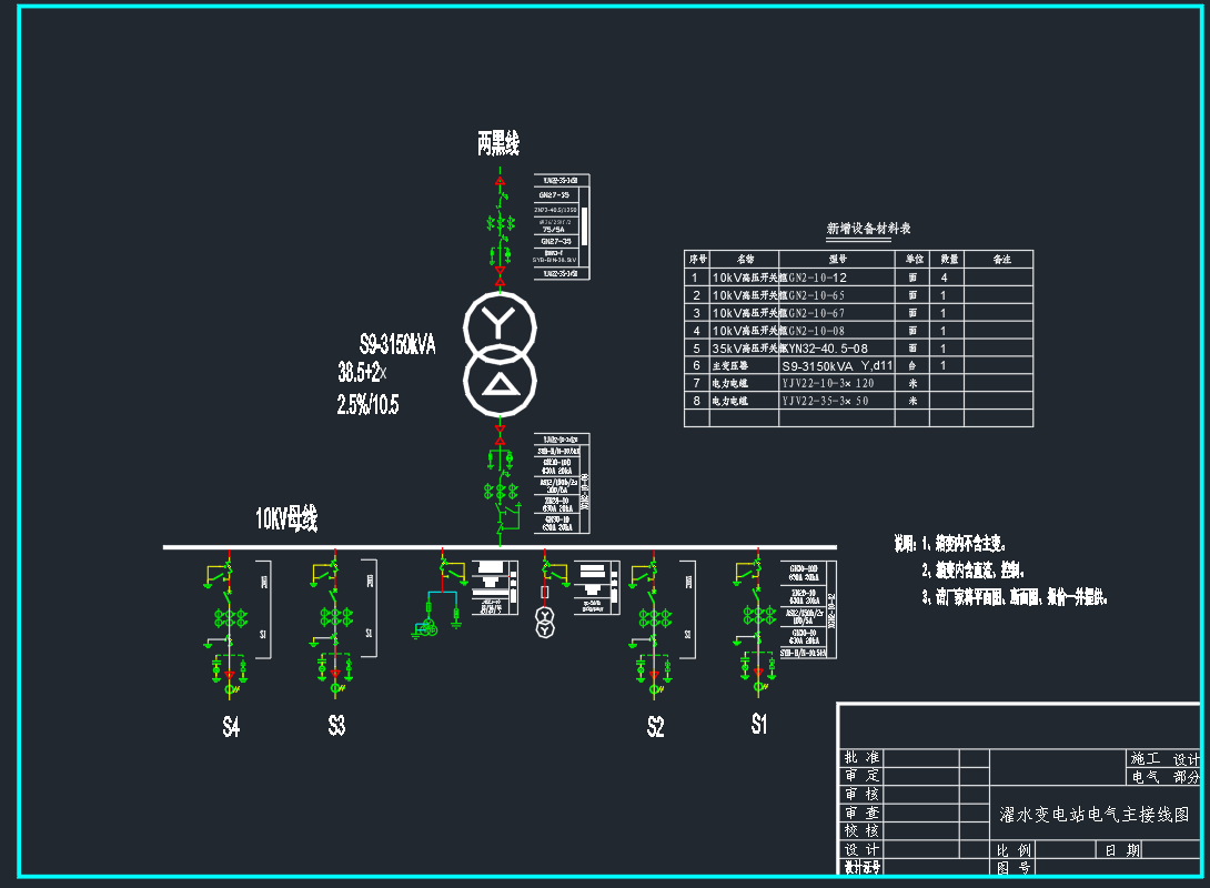 渝湘高速变电站主接线图