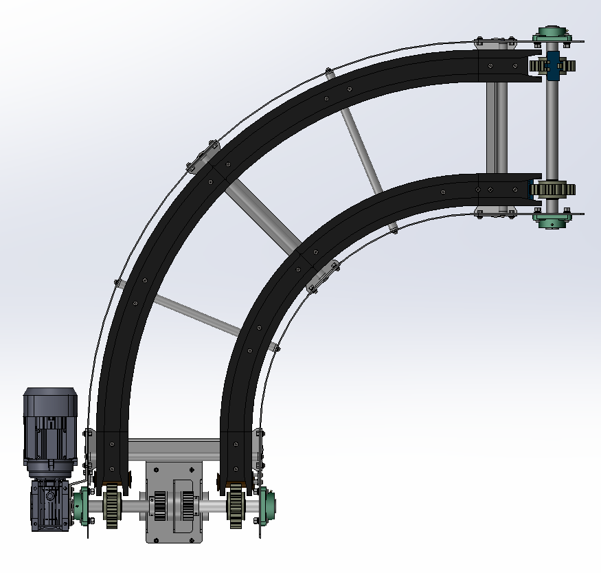 90度圆弧转弯机SW三维