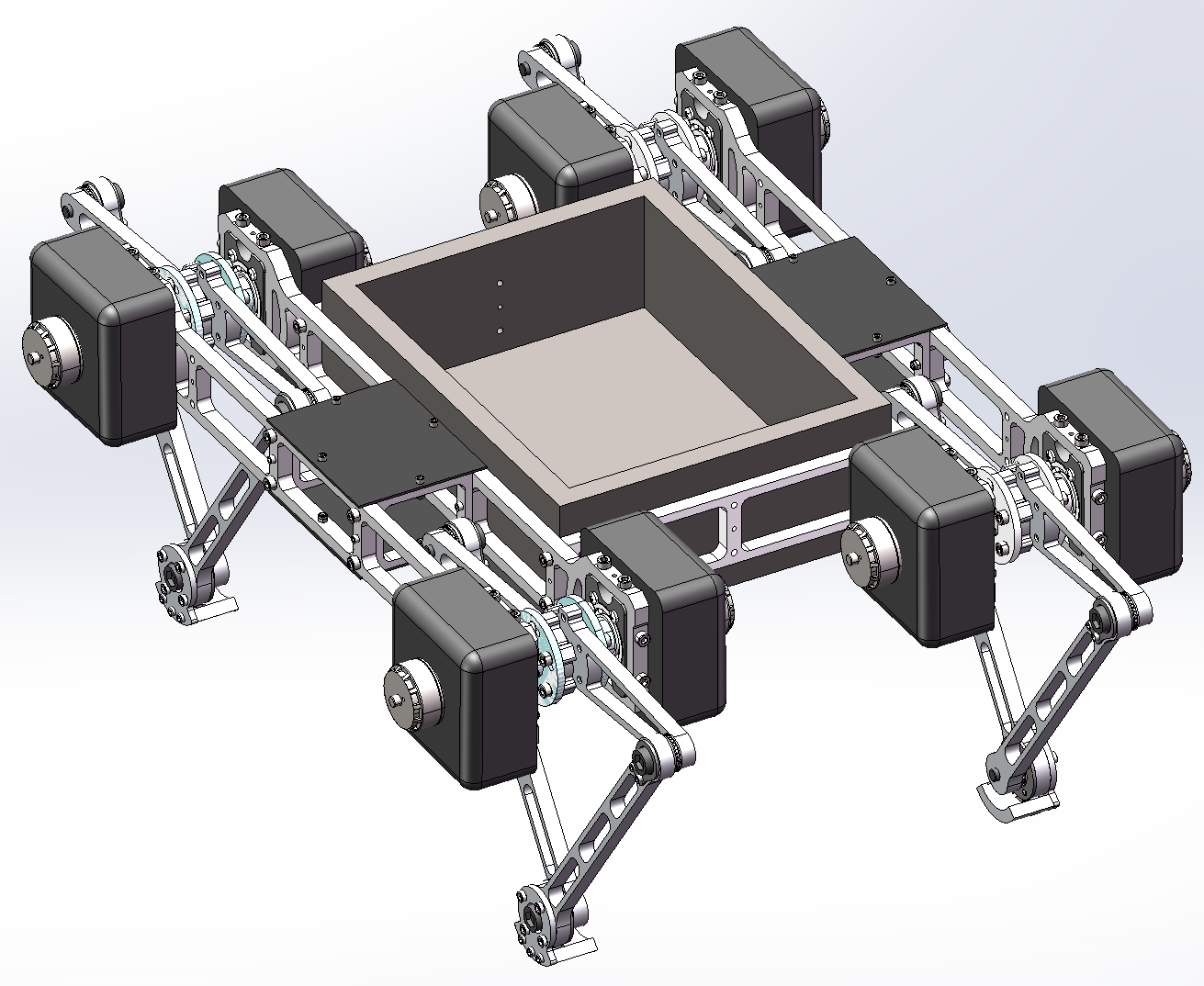 越障运输四足机器人SolidWorks三维、装配视频