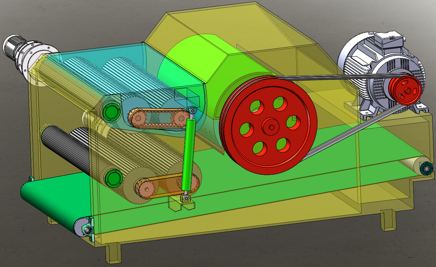 鼓式削片机（粉碎机）SolidWorks三维