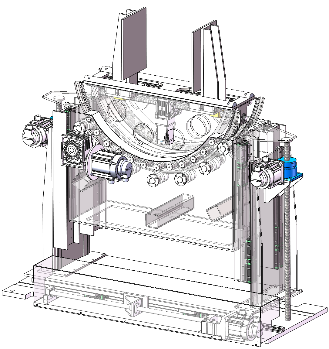 可曲线运动的C型变位机 SolidWorks三维
