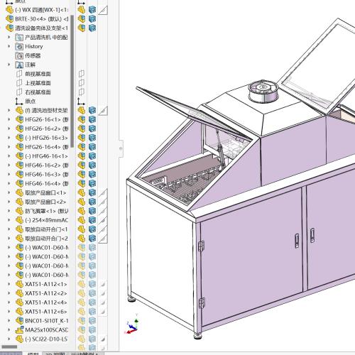 链板式喷淋清洗机SolidWorks三维