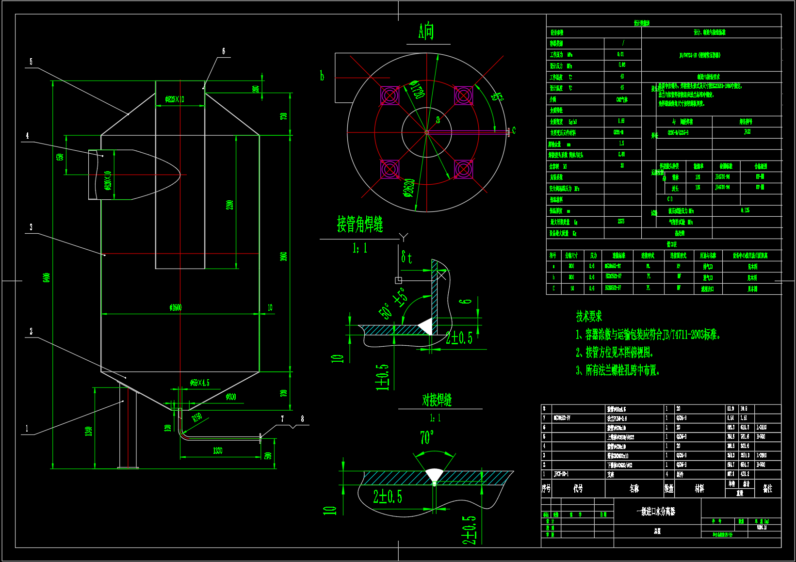 30立方米 一级进口水分离器