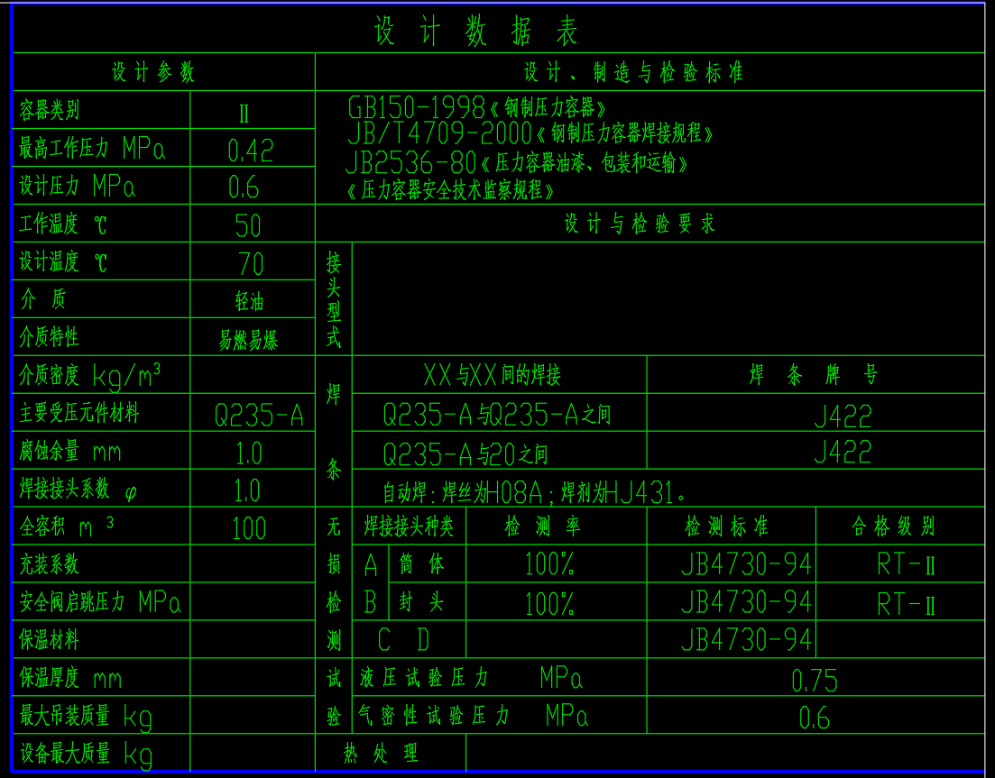 100立方米卧式轻油储罐